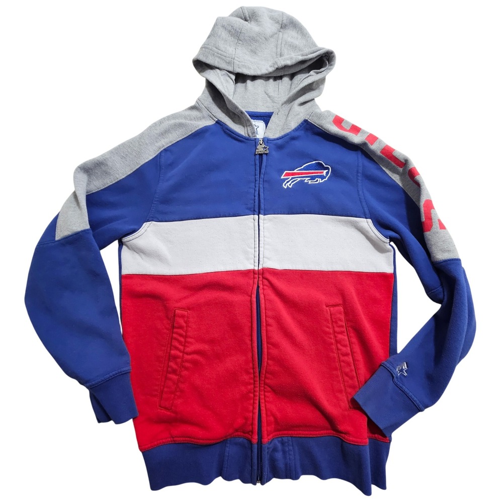 Starter Buffalo Bills Full Zip Hoodie Medium Blue Red Colorblock NFL Jacket *
